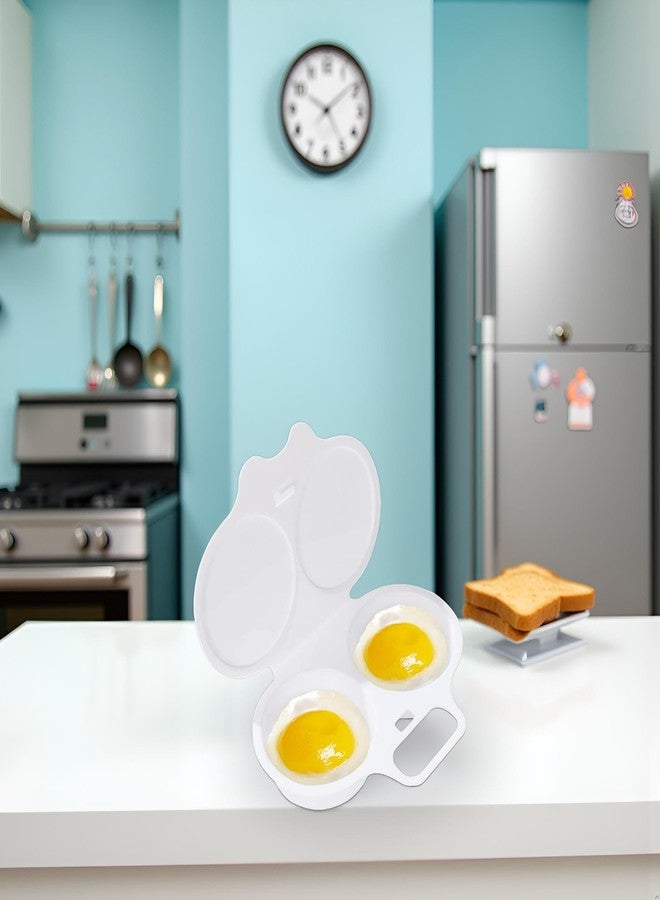 Tnyvm White Egg Poacher, Microwave Egg Boiler Poacher, 2 Cavity Nonstick Poached Egg Maker With Lid, Egg Poacher Microwave Egg Cooker, Double Drain Poached Egg Cups Egg Poachers - Image 5